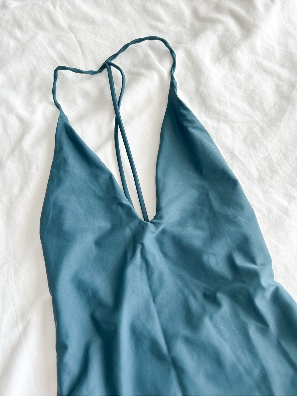 Jade Swim Teal Blue Strappy V-Neck One-Piece Swimwear